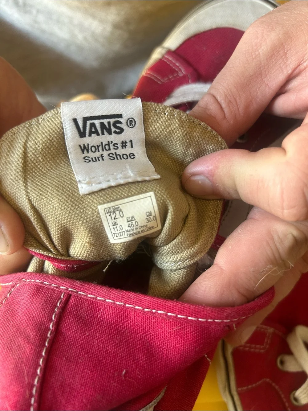 Vans Red High-Top Canvas Sneakers with White Stripe
